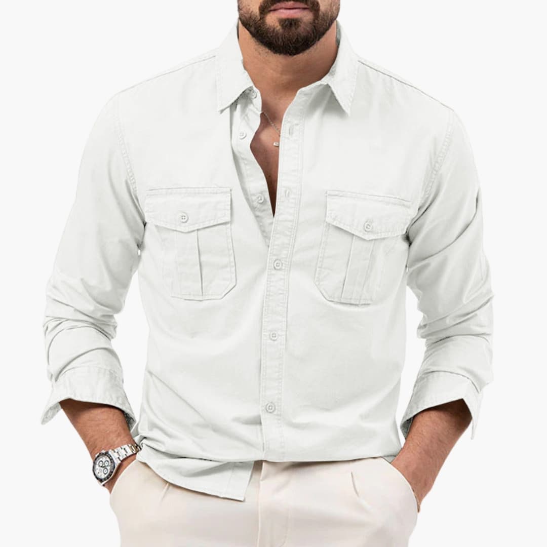 Noah | Men's Long Sleeve Button Down Shirt with Chest Pockets