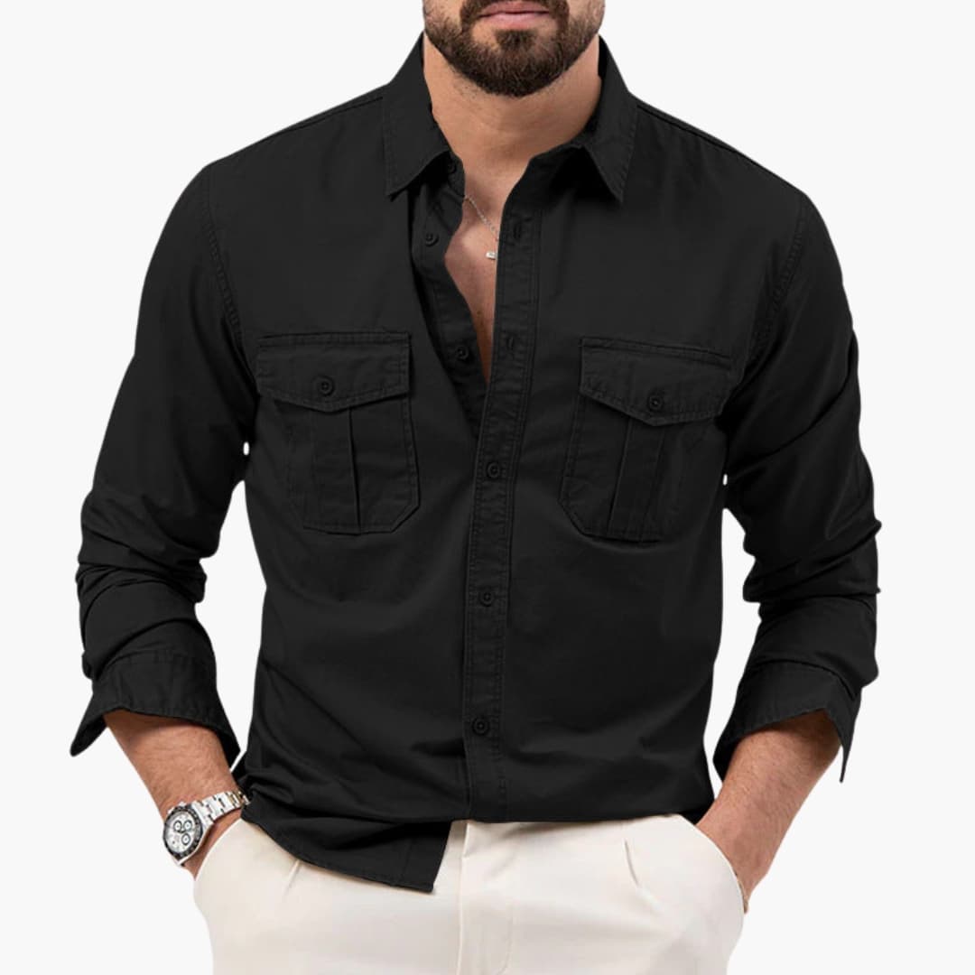 Noah | Men's Long Sleeve Button Down Shirt with Chest Pockets