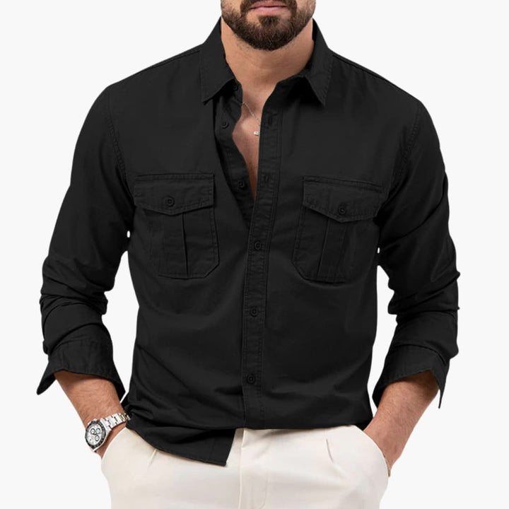 Noah | Men's Long Sleeve Button Down Shirt with Chest Pockets