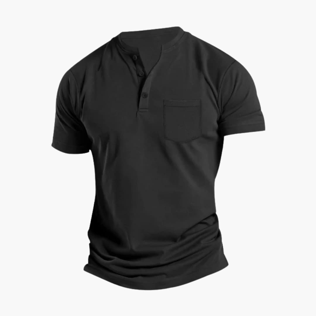 Owen | Men's Short Sleeve Henley T-Shirt with Pocket and Quarter Buttons