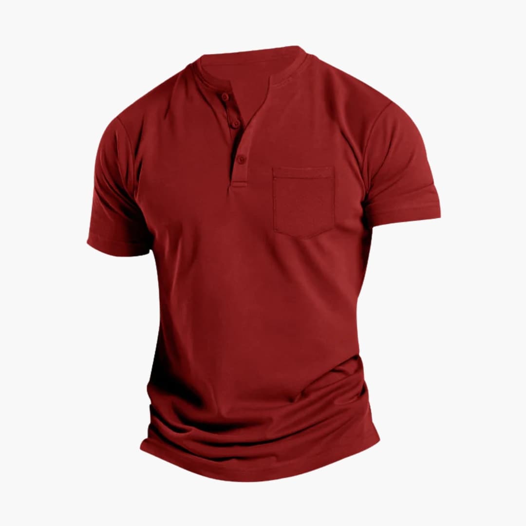 Owen | Men's Short Sleeve Henley T-Shirt with Pocket and Quarter Buttons