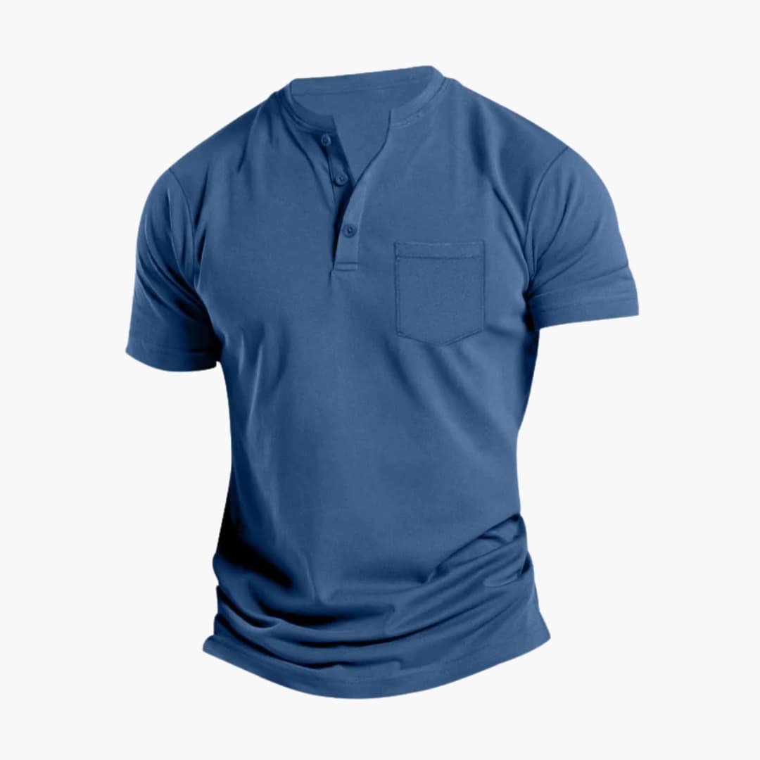 Owen | Men's Short Sleeve Henley T-Shirt with Pocket and Quarter Buttons
