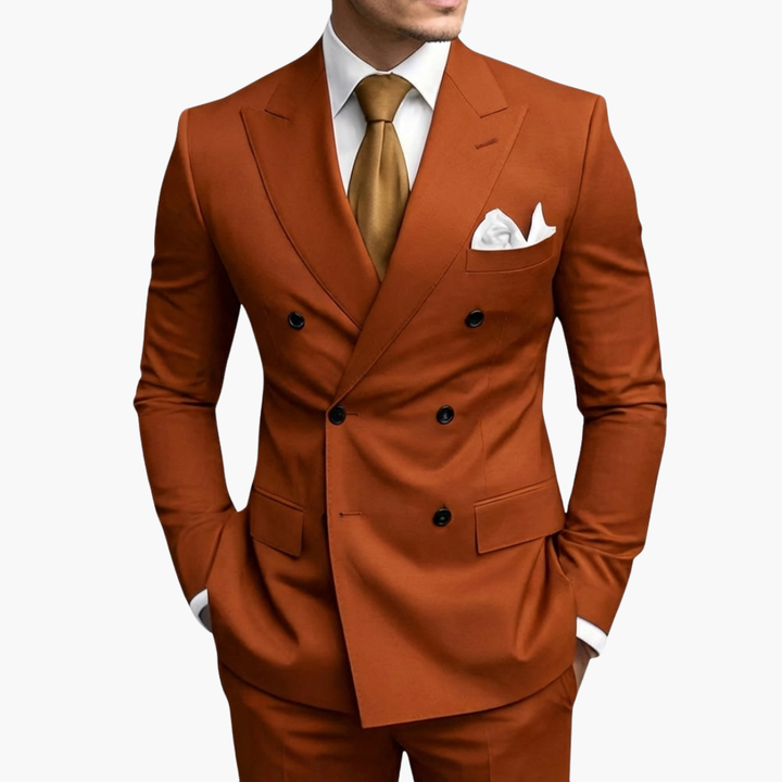 Brandon | Men's Double Breasted Suit Set with Notched Lapel and Trouser