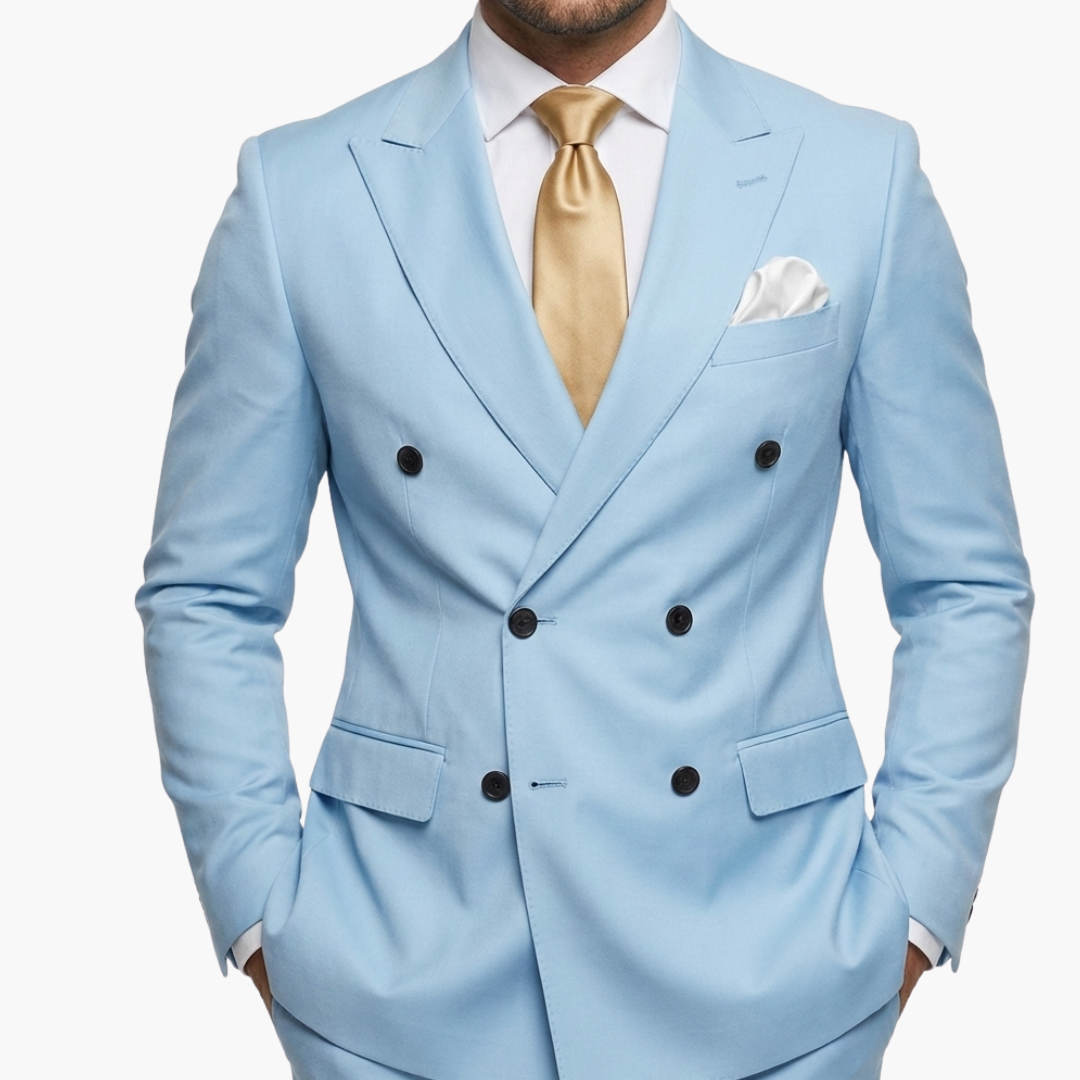 Brandon | Men's Double Breasted Suit Set with Notched Lapel and Trouser