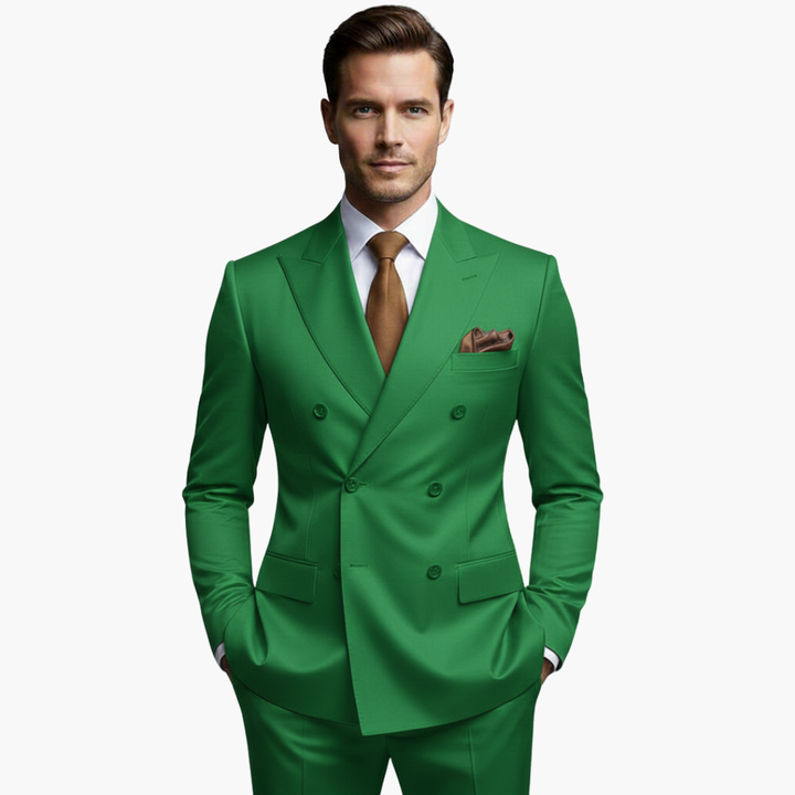 Brandon | Men's Double Breasted Suit Set with Notched Lapel and Trouser