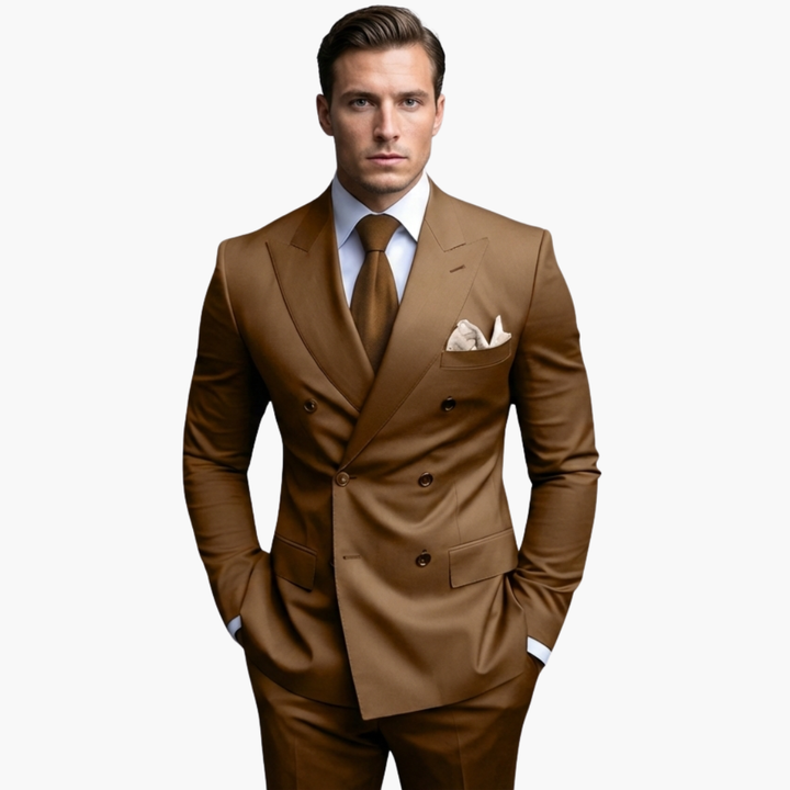 Brandon | Men's Double Breasted Suit Set with Notched Lapel and Trouser