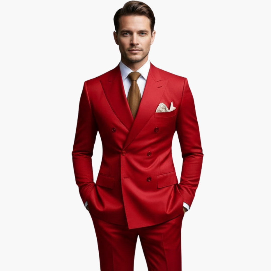 Brandon | Men's Double Breasted Suit Set with Notched Lapel and Trouser