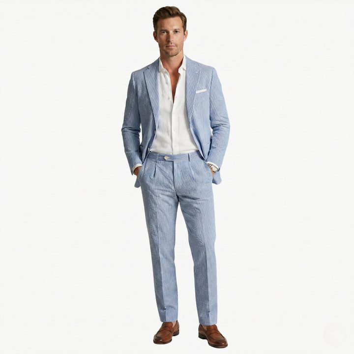Kyle | Men's Striped Two Piece Set with Blazer and High Waist Trouser