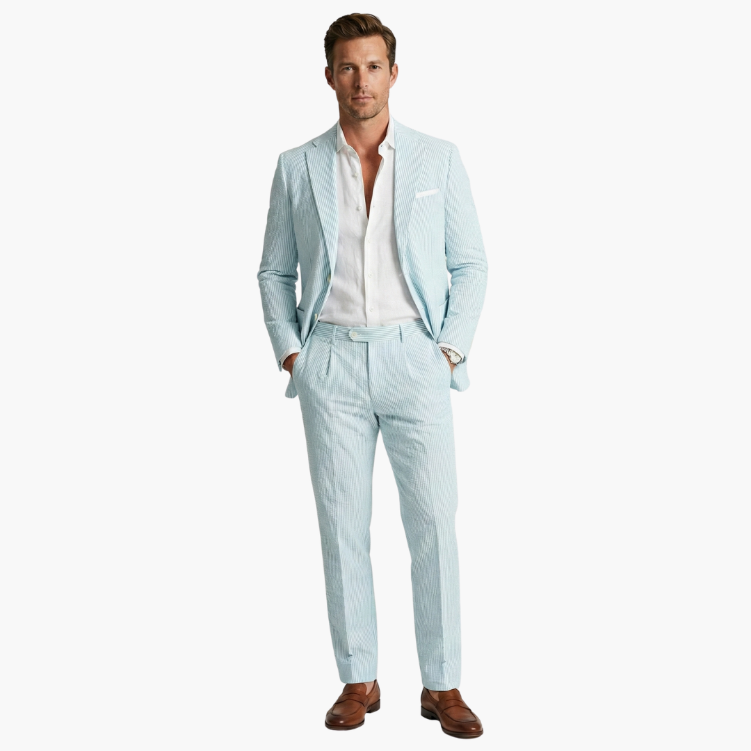 Kyle | Men's Striped Two Piece Set with Blazer and High Waist Trouser