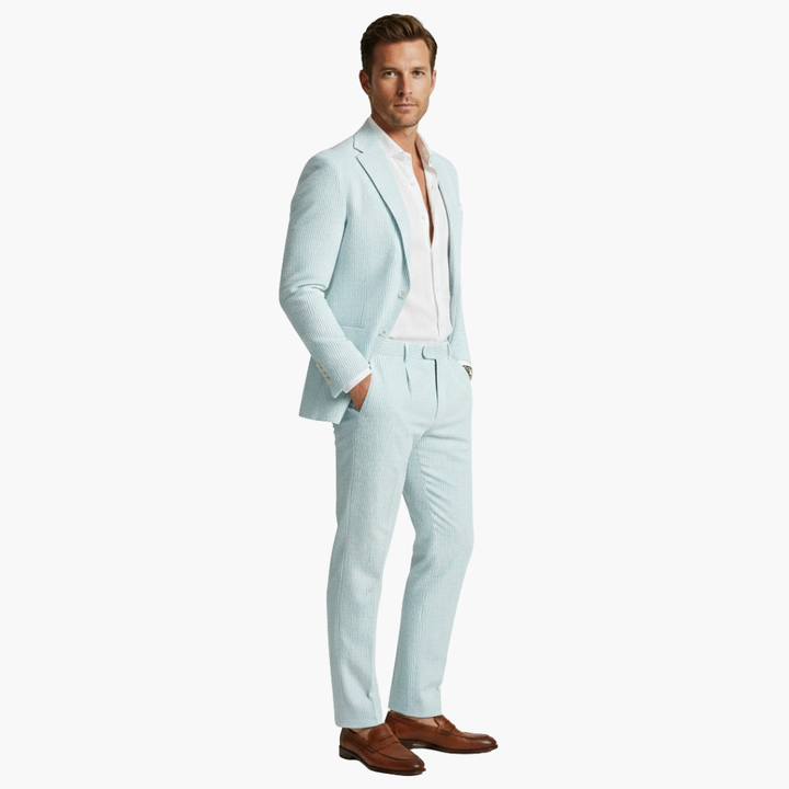 Kyle | Men's Striped Two Piece Set with Blazer and High Waist Trouser