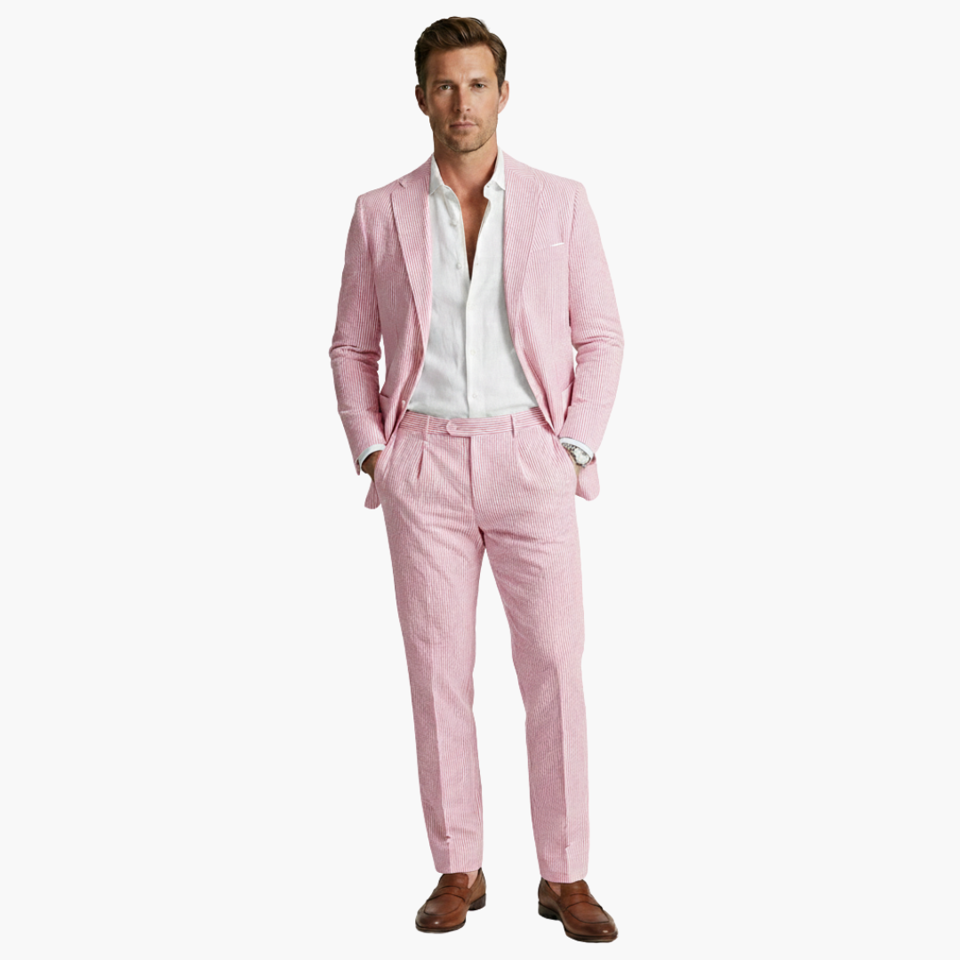 Kyle | Men's Striped Two Piece Set with Blazer and High Waist Trouser