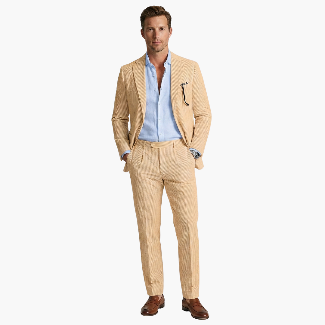 Kyle | Men's Striped Two Piece Set with Blazer and High Waist Trouser