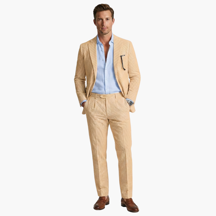 Kyle | Men's Striped Two Piece Set with Blazer and High Waist Trouser