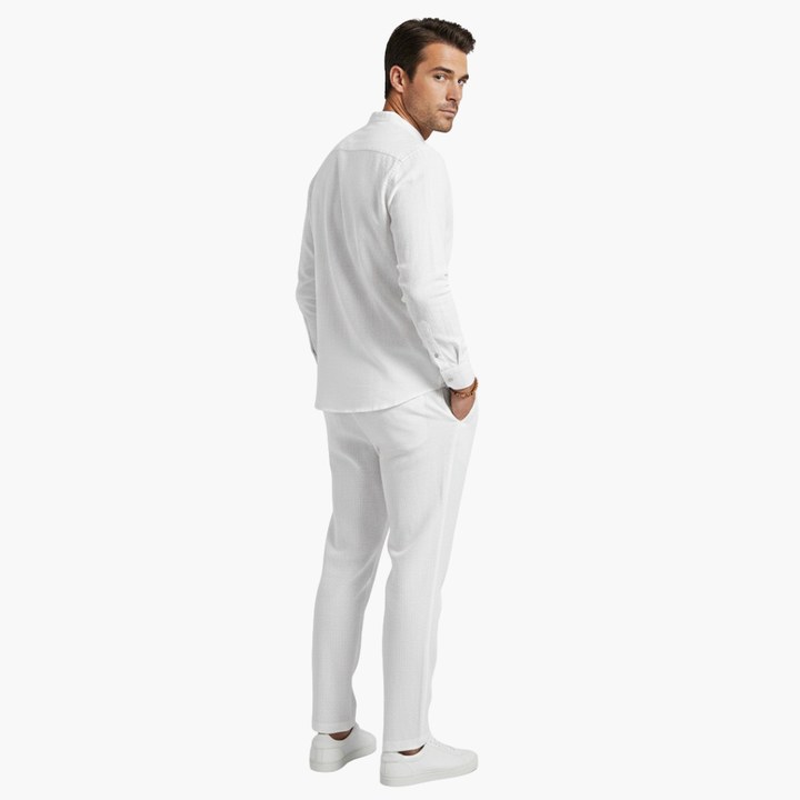 Zach | Men's Linen Long Sleeve Shirt and Pants Two Piece Set