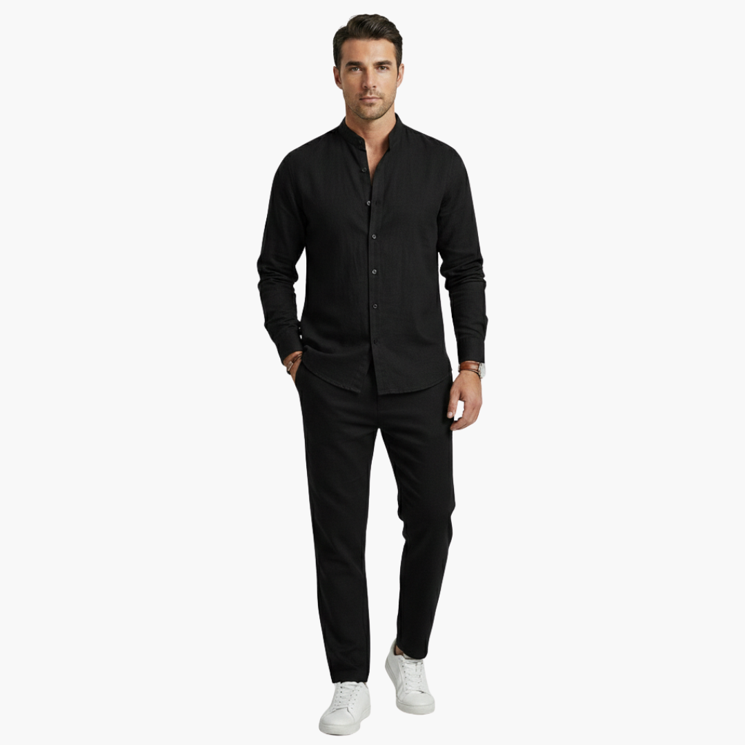Zach | Men's Linen Long Sleeve Shirt and Pants Two Piece Set