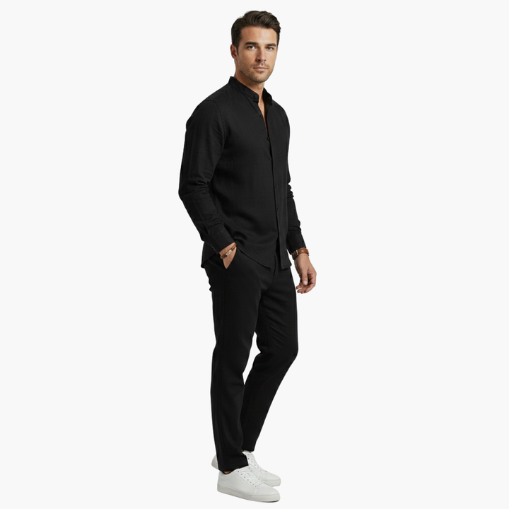 Zach | Men's Linen Long Sleeve Shirt and Pants Two Piece Set