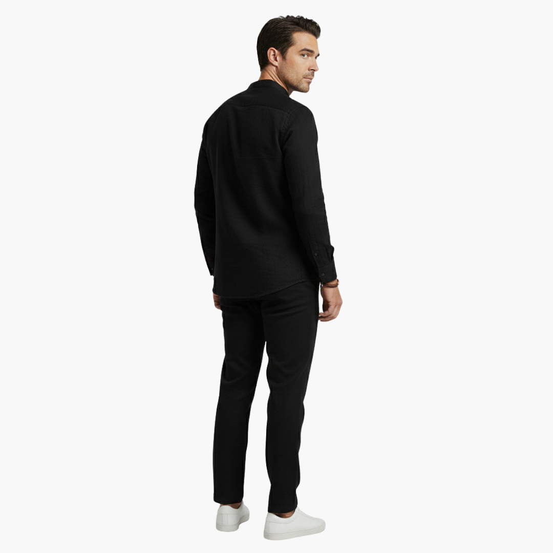 Zach | Men's Linen Long Sleeve Shirt and Pants Two Piece Set