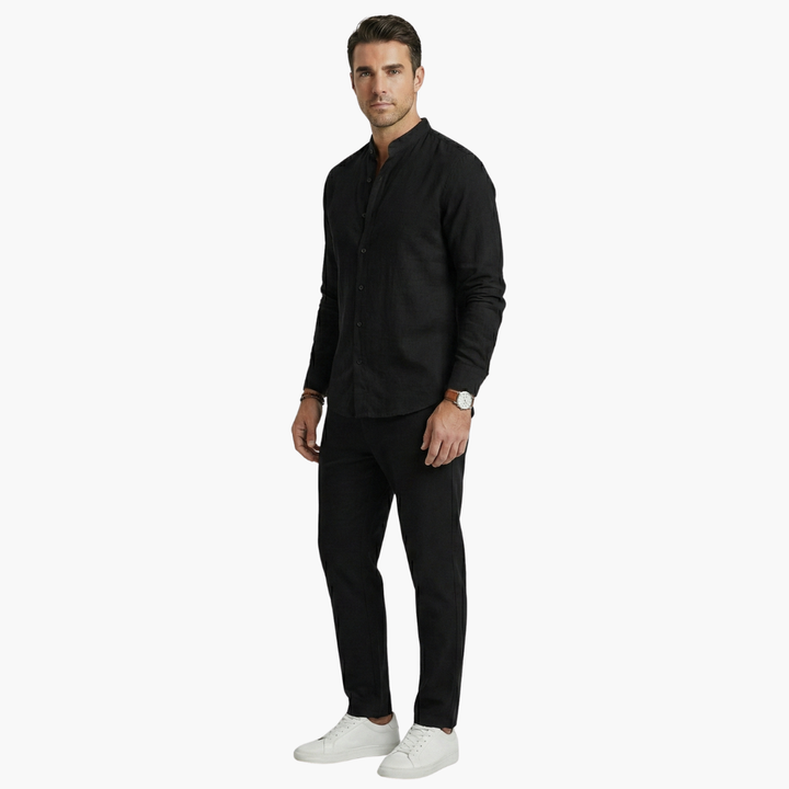 Zach | Men's Linen Long Sleeve Shirt and Pants Two Piece Set