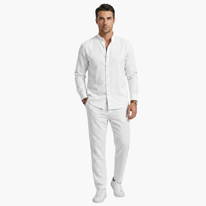 Zach | Men's Linen Long Sleeve Shirt and Pants Two Piece Set