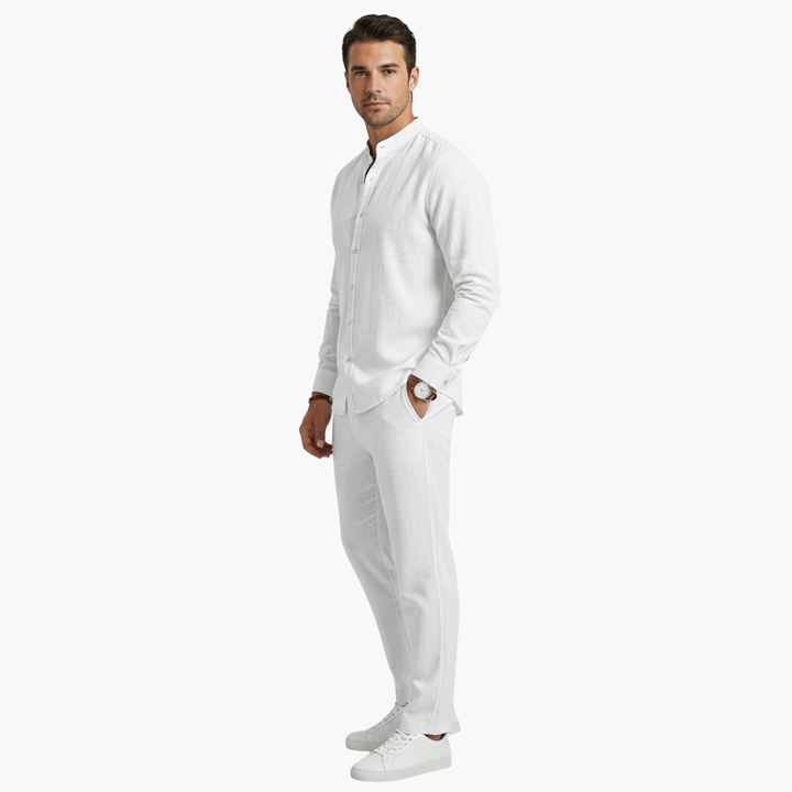 Zach | Men's Linen Long Sleeve Shirt and Pants Two Piece Set