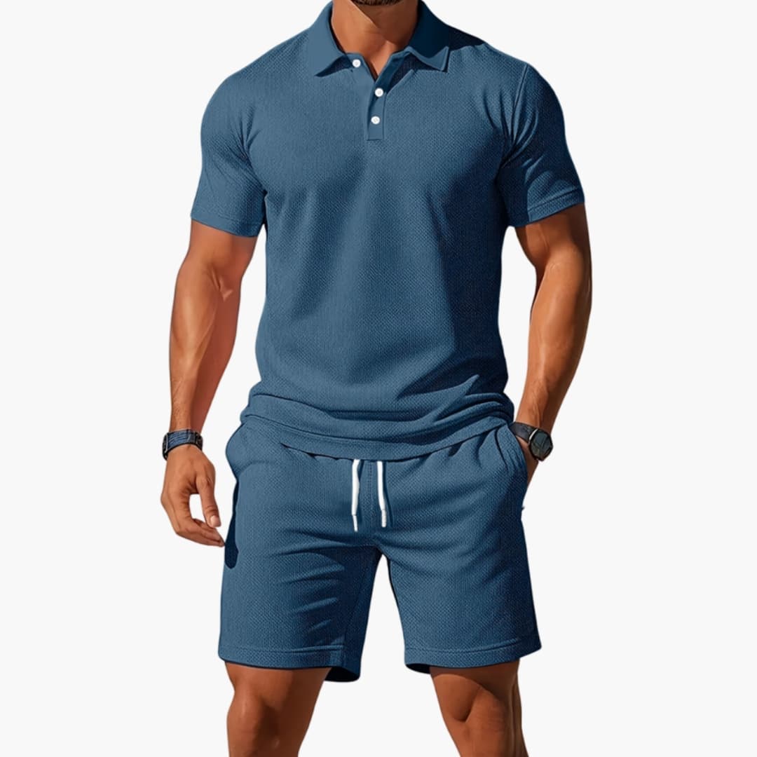 Cody | Men's Polo Shirt and Shorts with Drawstring Set