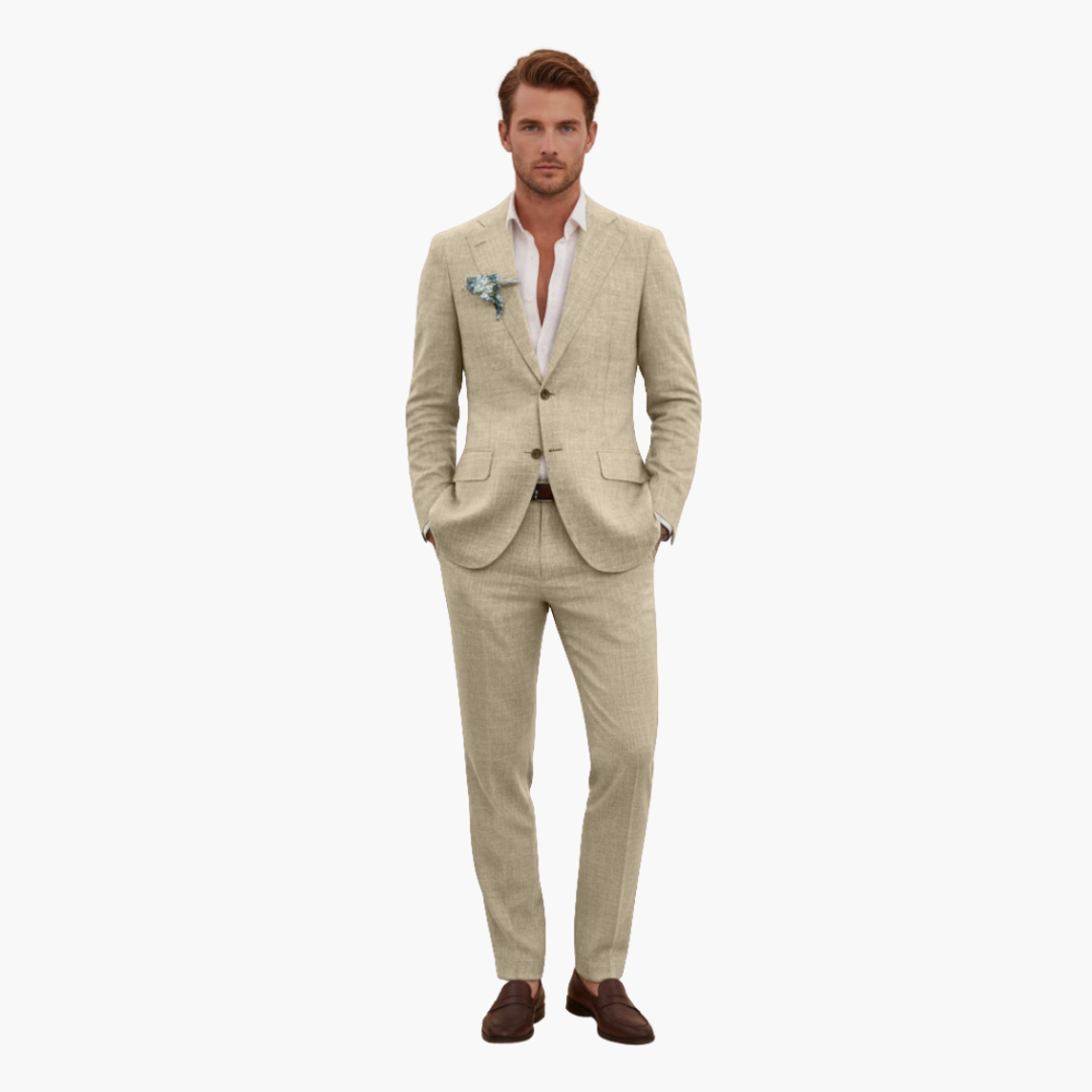Eric | Men's Linen Two Piece Suit Set with Button Blazer and Pants