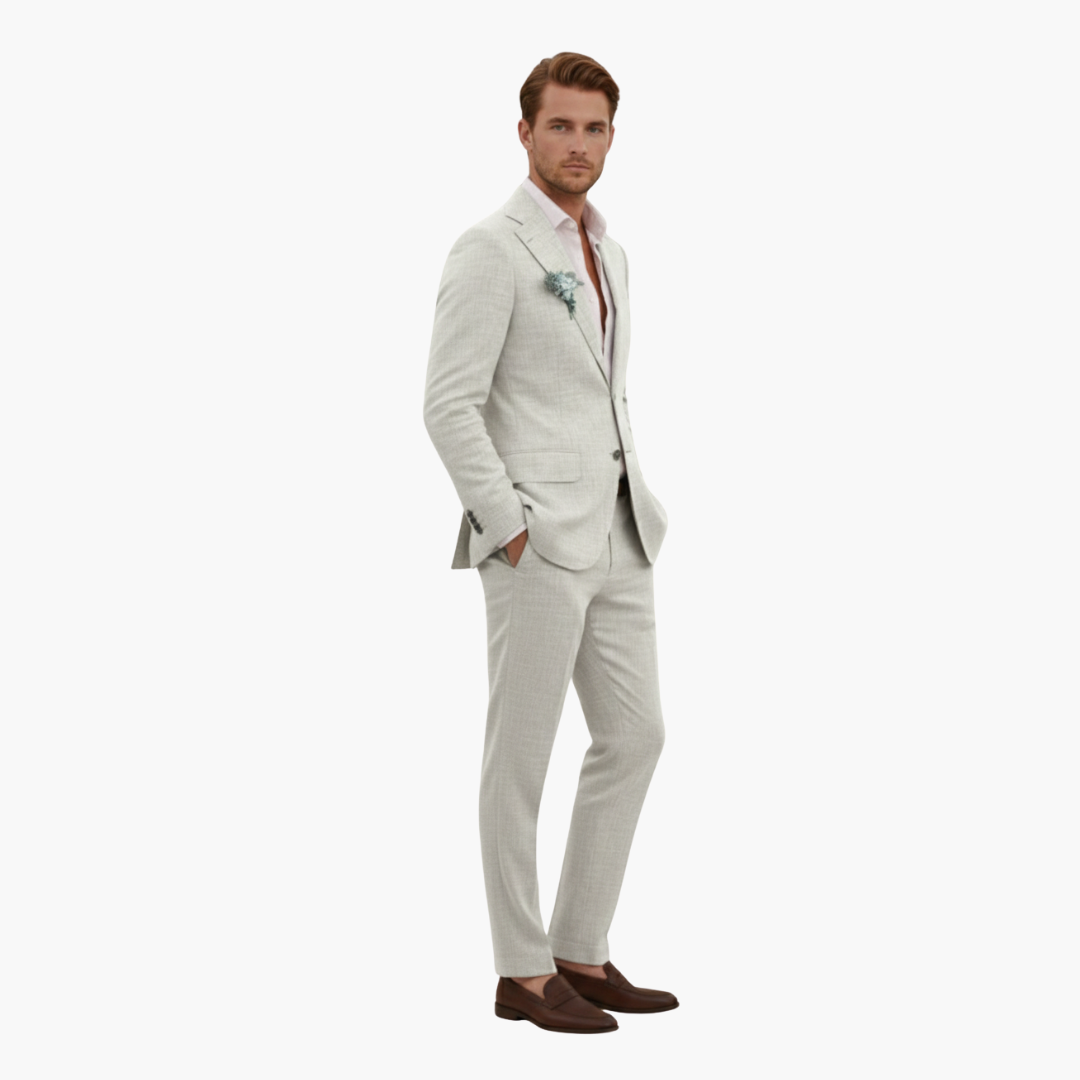 Eric | Men's Linen Two Piece Suit Set with Button Blazer and Pants
