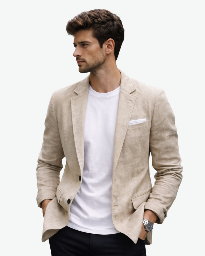 Lambert | Men's Linen Blazer with Notch Lapel and Patch Pockets