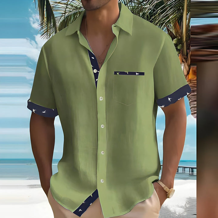 Dwayne | Men’s Casual Short Sleeve Shirt with Buttons and Trim