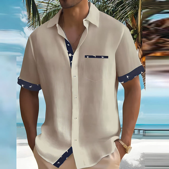 Dwayne | Men’s Casual Short Sleeve Shirt with Buttons and Trim
