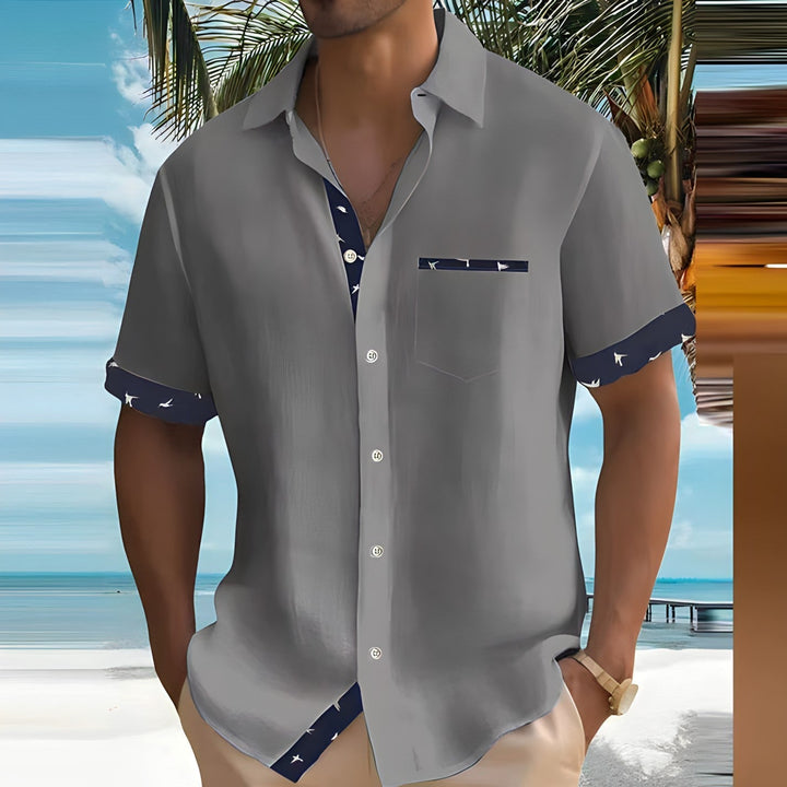Dwayne | Men’s Casual Short Sleeve Shirt with Buttons and Trim