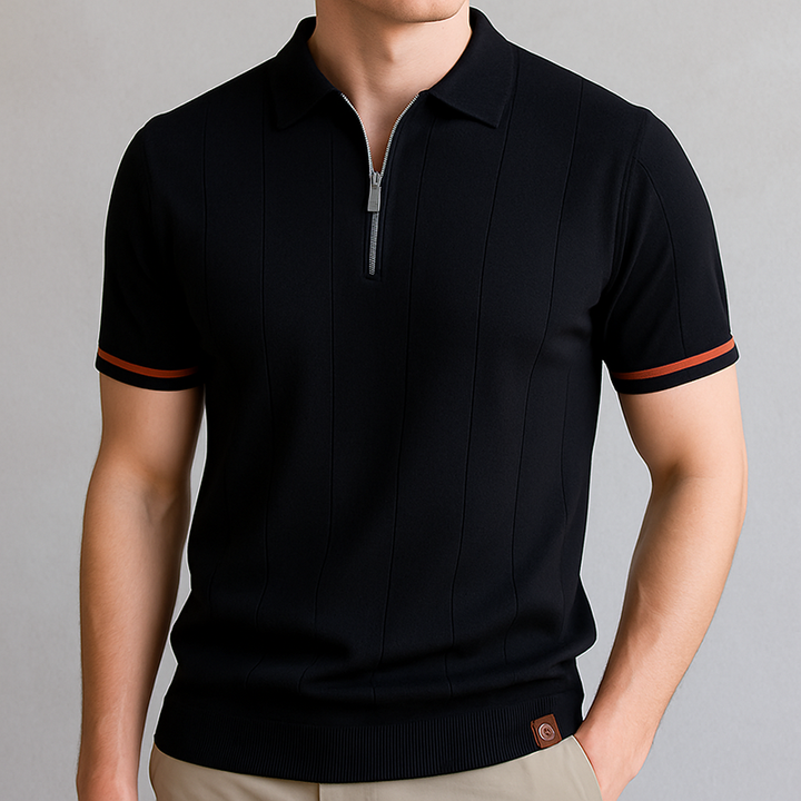 Reed | Men's Quarter Zip Knit Polo Shirt with Cuff Trim