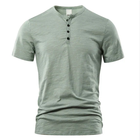Randy | Men’s Short Sleeve T-Shirt with Crew Neck and Quarter Buttons