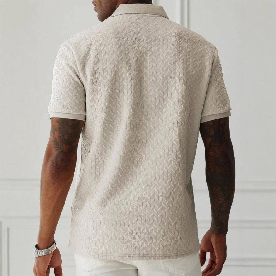 Adrian | Men's Classic Textured Polo Shirt with Quarter Buttons