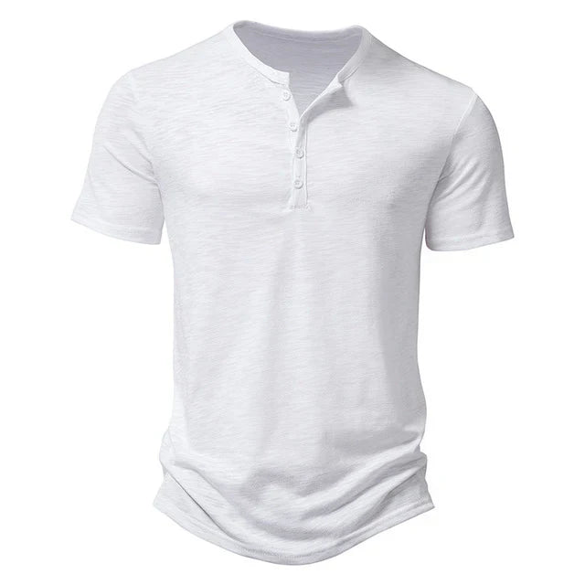 Randy | Men’s Short Sleeve T-Shirt with Crew Neck and Quarter Buttons