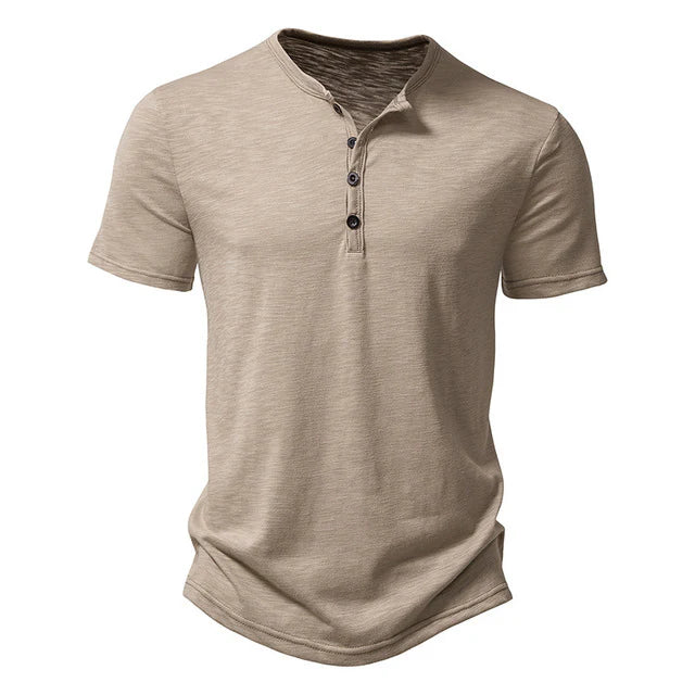 Randy | Men’s Short Sleeve T-Shirt with Crew Neck and Quarter Buttons