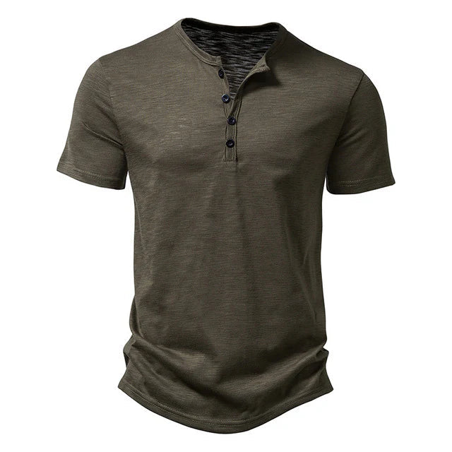 Randy | Men’s Short Sleeve T-Shirt with Crew Neck and Quarter Buttons