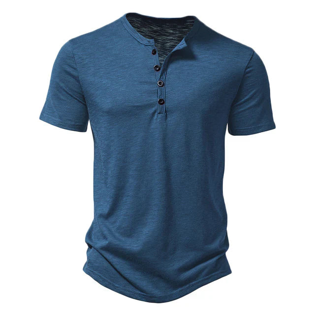 Randy | Men’s Short Sleeve T-Shirt with Crew Neck and Quarter Buttons