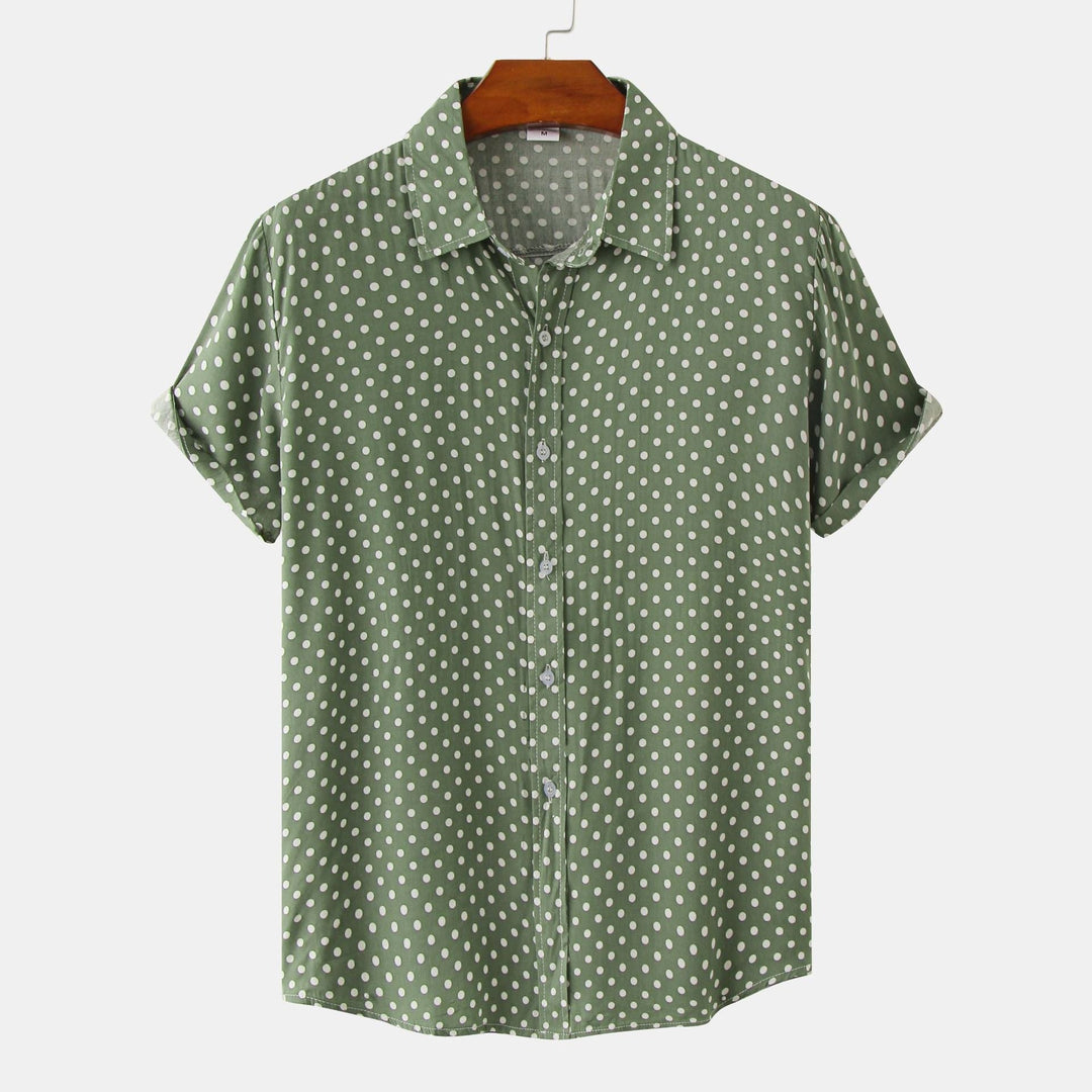 Patrick | Men's Short Sleeve Shirt with Button Up and Polka Dots