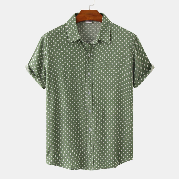 Patrick | Men's Short Sleeve Shirt with Button Up and Polka Dots