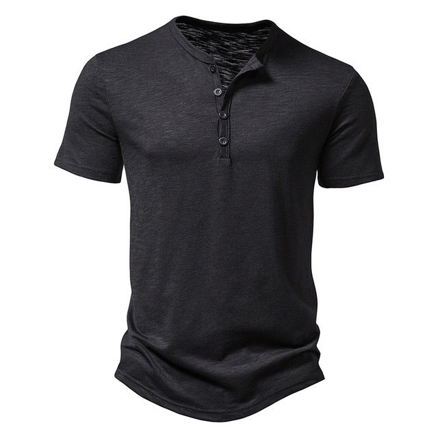 Randy | Men’s Short Sleeve T-Shirt with Crew Neck and Quarter Buttons