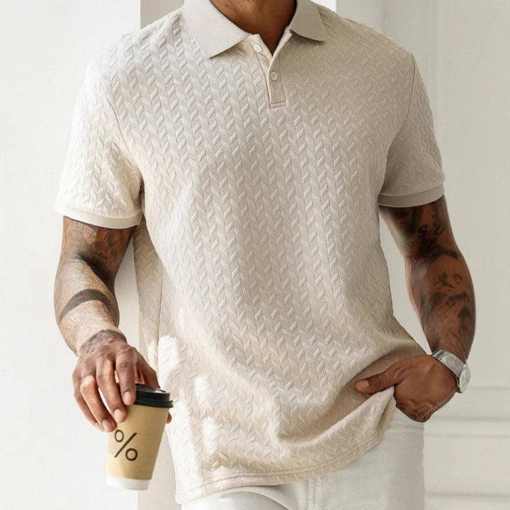 Adrian | Men's Classic Textured Polo Shirt with Quarter Buttons