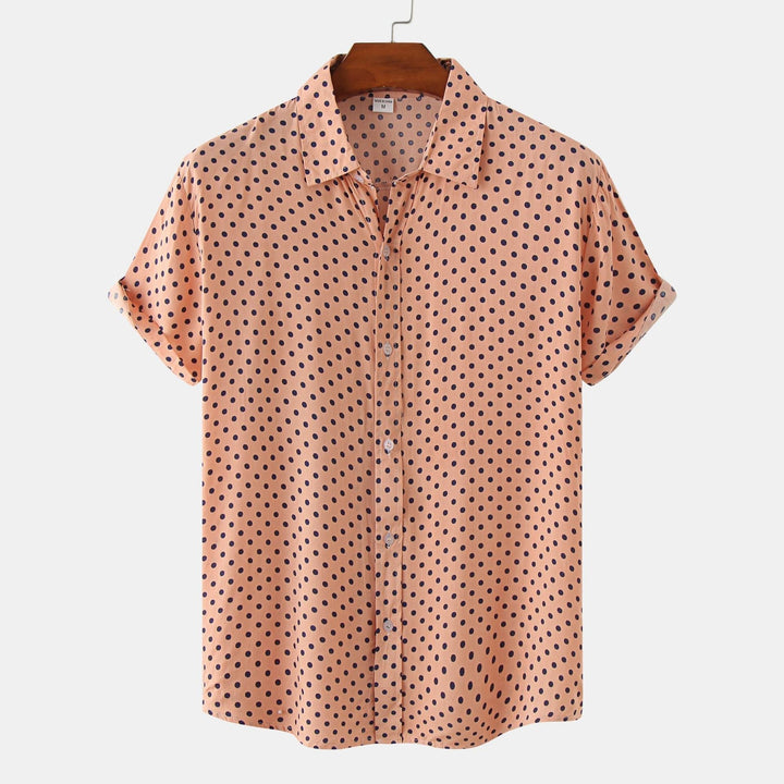 Claudio | Men's Polka Dot Short Sleeve Shirt with Button Up