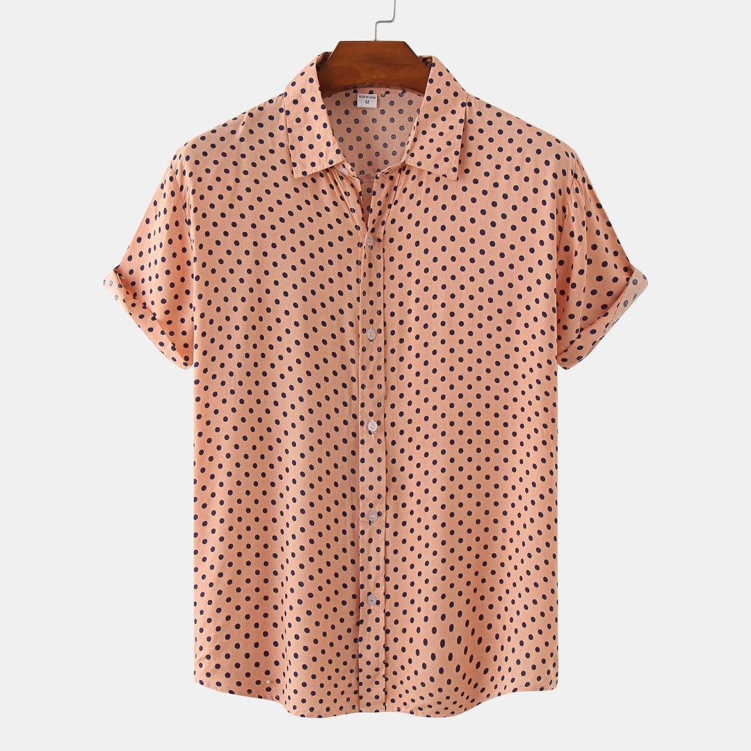 Patrick | Men's Short Sleeve Shirt with Button Up and Polka Dots