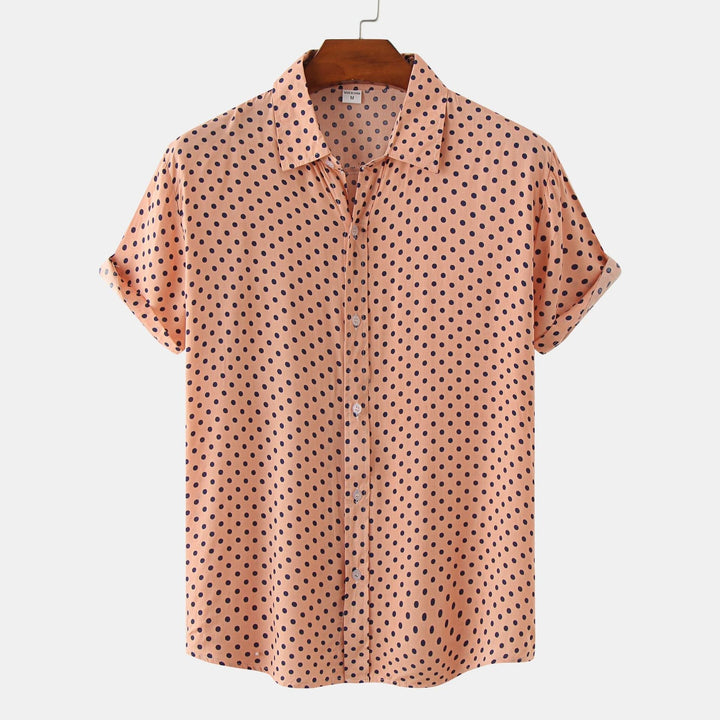 Patrick | Men's Short Sleeve Shirt with Button Up and Polka Dots