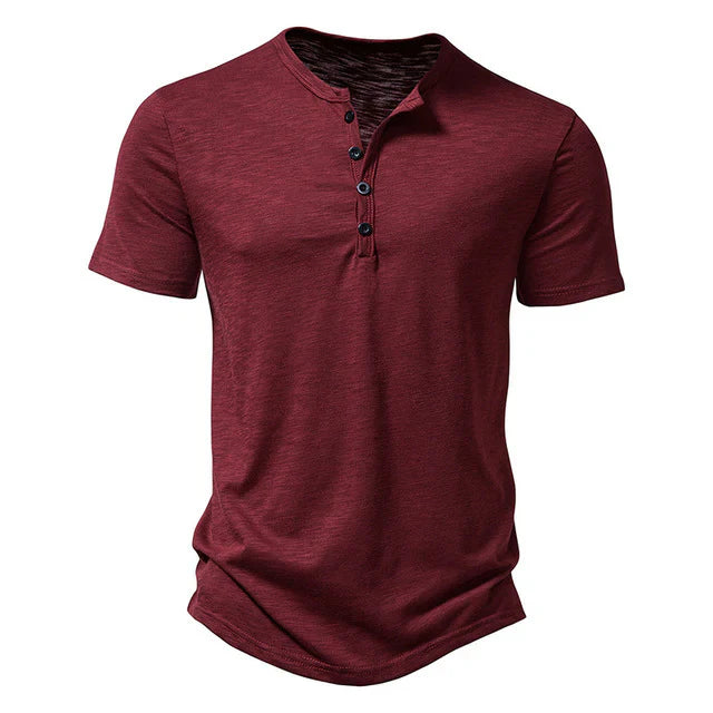 Randy | Men’s Short Sleeve T-Shirt with Crew Neck and Quarter Buttons
