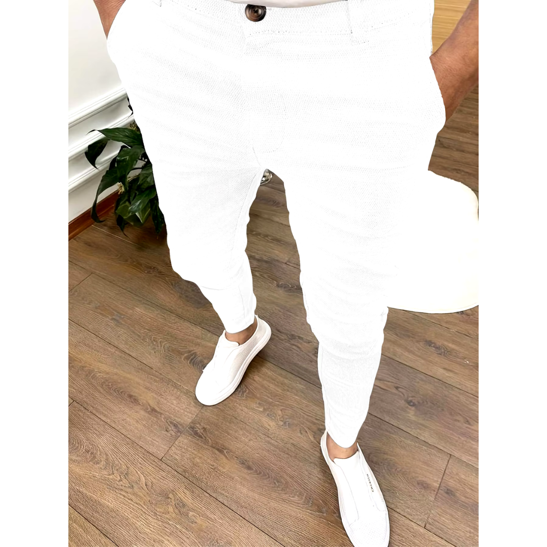 Warren | Men's Slim Fit Textured Tapered Trousers