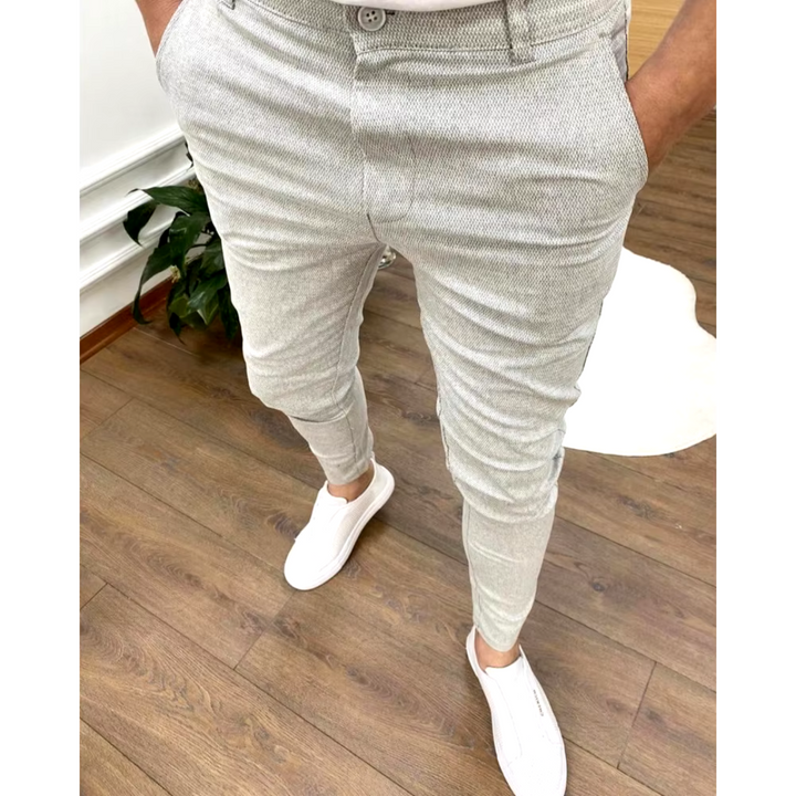 Warren | Men's Slim Fit Textured Tapered Trousers