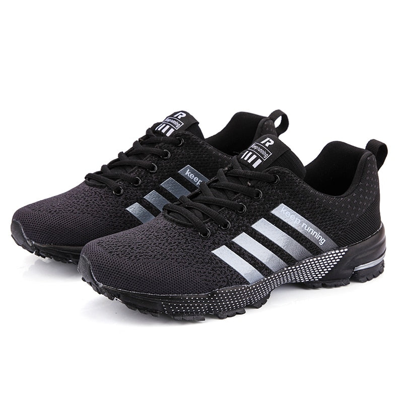Aero | Men's Mesh Running Sneakers with Lace Up and Striped Style