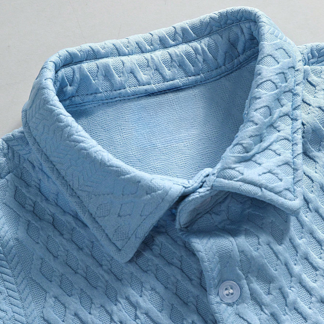 Brock | Men's Ribbed Two Piece Set with Shirt and Drawstring Shorts